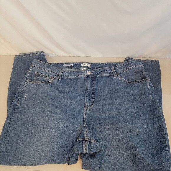 Ava Viv Distressed High Rise Skinny Jean, Size 24w - Picture 1 of 8